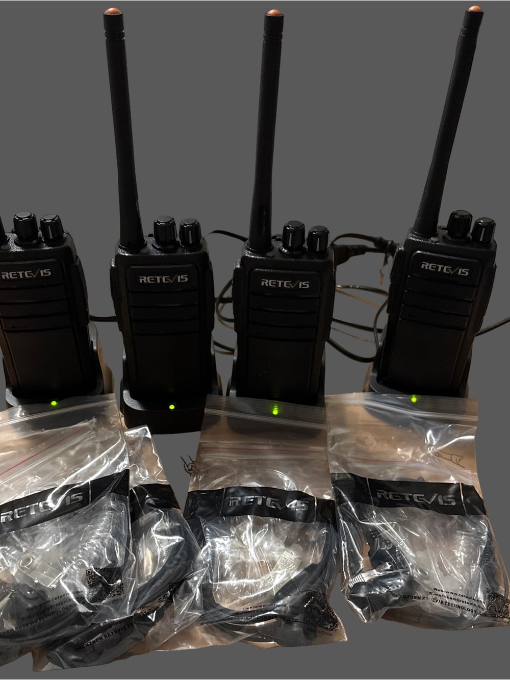 Black Two-Way Radio Handheld with Earpiece – Single Unit